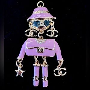 CC Chic Purple and Gold Fashion Doll Pendant
